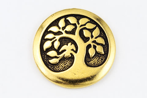 17mm Antique Gold TierraCast Bird in a Tree Button (15 Pcs) #CK642-General Bead