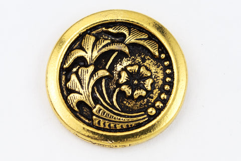 17mm Antique Gold TierraCast Czech Flower Button (15 Pcs) #CK643-General Bead