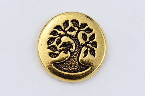 12mm Antique Gold TierraCast Bird in a Tree Button (20 Pcs) #CK647-General Bead