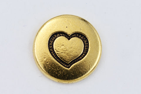 12mm Antique Gold TierraCast Heart Button (20 Pcs) #CK648-General Bead