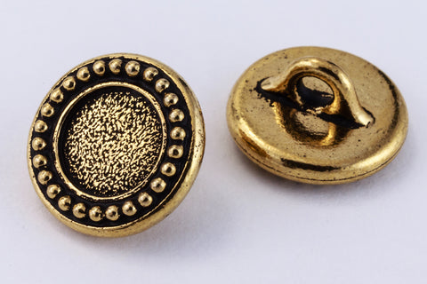 12mm Antique Gold TierraCast Beaded Bezel Button (20 Pcs) #CK649-General Bead