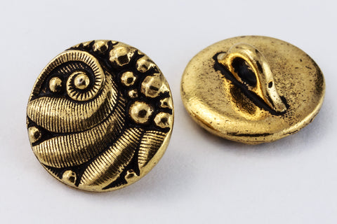 13mm Antique Gold TierraCast Czech Round Button (20 Pcs) #CK650-General Bead