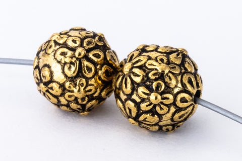 8mm Antique Gold TierraCast Pewter Floral Round Bead (20 Pcs) #CK651-General Bead