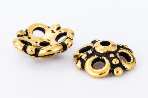 9mm Antique Gold TierraCast Clover Bead Cap (20 Pcs) #CK652-General Bead