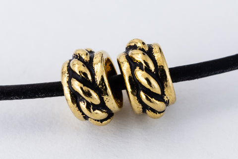 6mm Antique Gold TierraCast Twisted Spacer Bead (20 Pcs) #CK653-General Bead