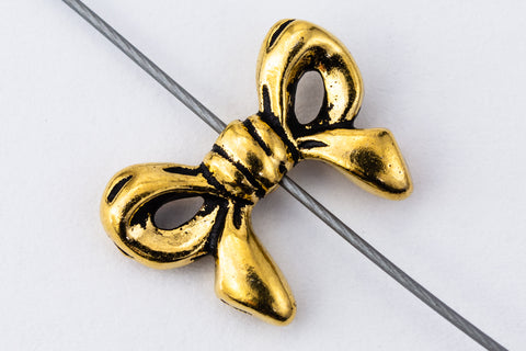 14mm Antique Gold TierraCast Pewter Bow Bead (20 Pcs) #CK656-General Bead