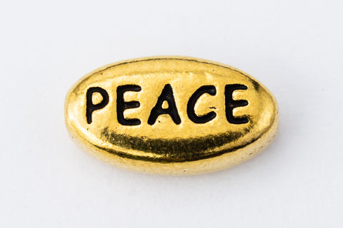 6mm x 11mm Antique Gold TierraCast Pewter Peace Bead (20 Pcs) #CK669-General Bead