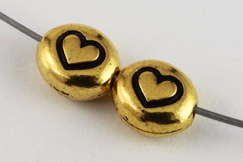 7mm x 6mm Antique Gold TierraCast Pewter Heart Bead (20 Pcs) #CK692-General Bead