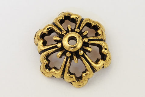 13mm Antique Gold TierraCast Pewter Open Poppy Bead Cap (20 Pcs) #CK711-General Bead