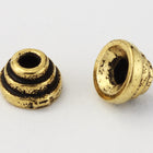 4mm Antique Gold TierraCast Pewter Stepped Bead Cap (100 Pcs) #CK715-General Bead