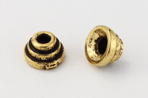 4mm Antique Gold TierraCast Pewter Stepped Bead Cap (100 Pcs) #CK715-General Bead
