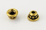 4mm Antique Gold TierraCast Pewter Beaded Bead Cap (100 Pcs) #CK717-General Bead