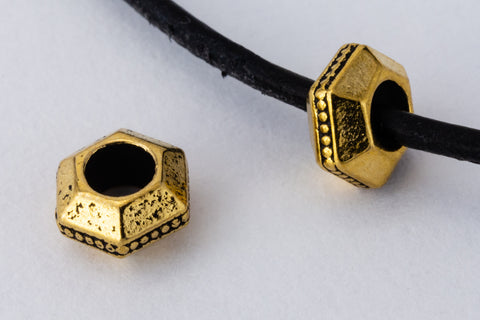 5mm Antique Gold TierraCast Faceted Hexagon Heishi (50 Pcs) #CK778-General Bead