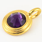 34ss Swarovski Purple Velvet/Bright Gold TierraCast Stepped Bezel Charm (10 Pcs) #CK795-General Bead