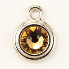 34ss Swarovski Light Colorado Topaz/Rhodium TierraCast Stepped Bezel Drop (10 Pcs) #CK796-General Bead