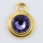 34ss Swarovski Tanzanite/Bright Gold TierraCast Stepped Bezel Drop (10 Pcs) #CK797-General Bead