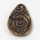 20mm Antique Brass TierraCast Flora Teardrop Charm #CK810