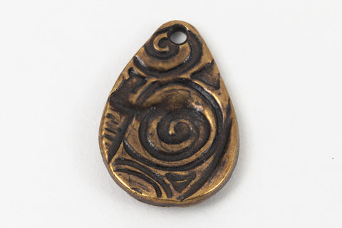 20mm Antique Brass TierraCast Flora Teardrop Charm #CK810