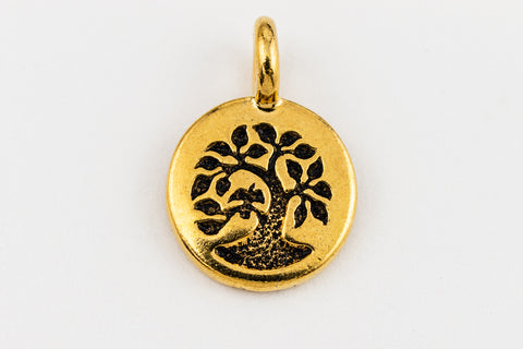 17mm Antique Gold TierraCast Bird in a Tree Charm (20 Pcs) #CK827-General Bead