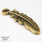 10mm x 30mm Antique Gold Tierracast Pewter Feather Charm #CKB010-General Bead