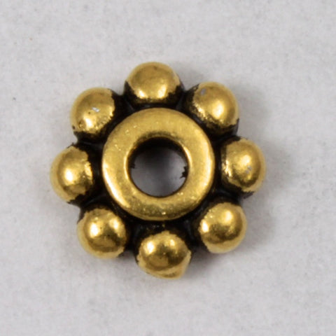 6mm Antique Gold Tierracast Pewter Beaded Daisy Spacer #CKB033-General Bead