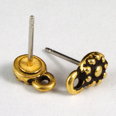 5mm Antique Gold Tierracast Pewter Beaded Ear Post #CKB038-General Bead