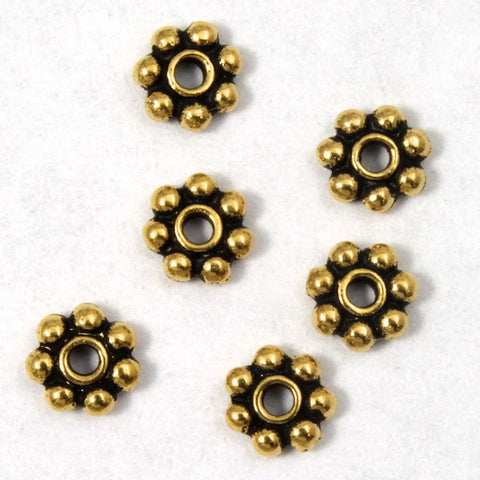 4mm Antique Gold Tierracast Pewter Beaded Daisy Spacer #CKB084-General Bead