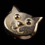 10mm Gold Tierracast Pewter Cat Face Bead-General Bead