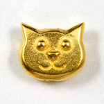 10mm Gold Tierracast Pewter Cat Face Bead-General Bead