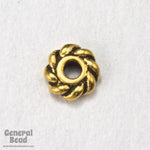 4mm Antique Gold Tierracast Pewter Twist Heishi Spacer-General Bead