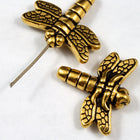 17mm Antique Gold TierraCast Pewter Dragonfly Bead #CK103