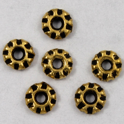 4mm Antique Gold Tierracast Pewter "Teke" Heishi Spacer-General Bead