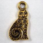 10mm x 19mm Antique Gold Tierracast Pewter Spiral Cat Charm-General Bead