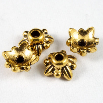 5mm Antique Gold Tierracast Leaf Bead Cap-General Bead