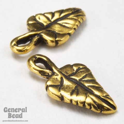 8mm x 16mm Antique Gold Tierracast Ivy Leaf Charm-General Bead