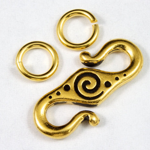 11mm x 23mm Antique Gold Spiral "S" Hook Clasp #CK118-General Bead