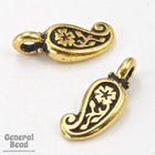 5mm x 12mm Antique Gold Tierracast Paisley Charm-General Bead