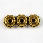 6mm x 16mm Antique Gold TierraCast Beaded Three Hole Heishi Spacer Bar #CK124