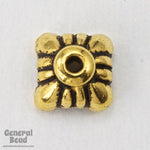 6mm Antique Gold Tierracast Square Bead Cap-General Bead