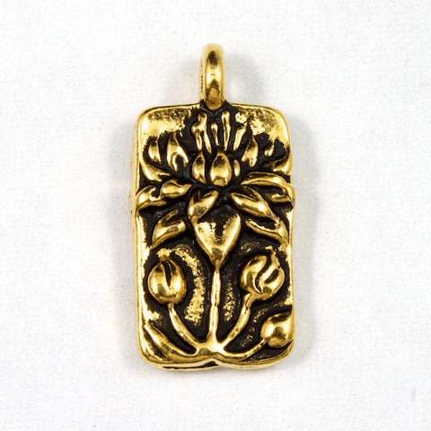 8.75mm x 17mm Antique Gold Tierracast Floating Lotus Charm-General Bead
