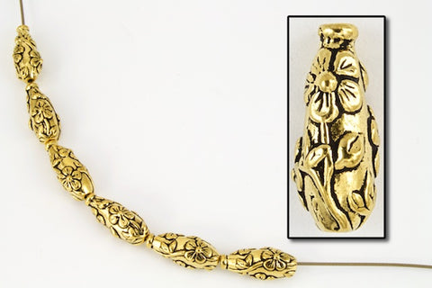 5mm x 15mm Antique Gold TierraCast Wild Rose Drop (2 Pcs) #CK150