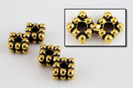5mm x 14.5mm Antique Gold Tierracast 2 Hole Beaded Square Spacer #CKB157-General Bead