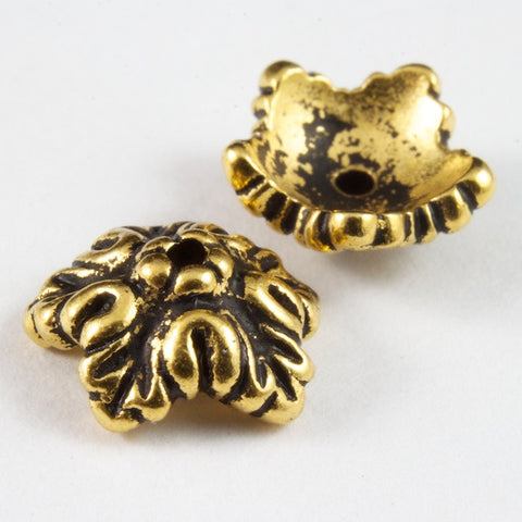 10mm Antique Gold Tierracast Oak Leaf Bead Cap-General Bead