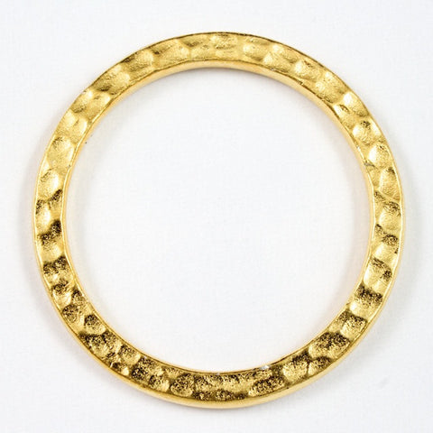 25mm Antique Gold Tierracast Hammered Round Link-General Bead