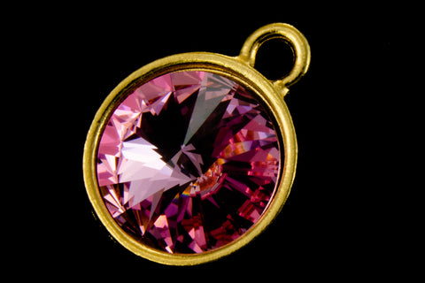 18mm x 14mm Light Rose/Bright Gold Setting for 12mm Swarovski Rivoli #CKB169-General Bead