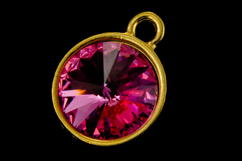 18mm x 14mm Rose/Bright Gold Setting for 12mm Swarovski Rivoli #CKB169-General Bead