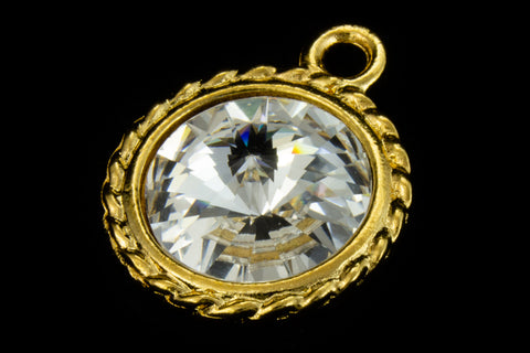 20mm x 16mm Crystal/Bright Gold Twisted Setting for 12mm Swarovski Rivoli #CKB170-General Bead