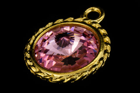 20mm x 16mm Light Rose/Bright Gold Twisted Setting for 12mm Swarovski Rivoli #CKB170-General Bead