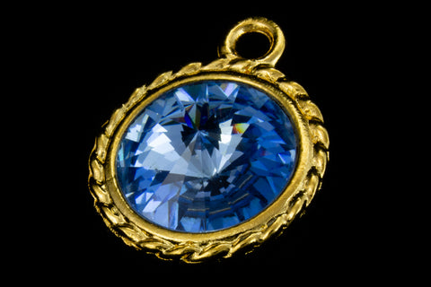 20mm x 16mm Light Sapphire/Bright Gold Twisted Setting for 12mm Swarovski Rivoli #CKB170-General Bead