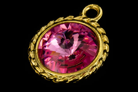 20mm x 16mm Rose/Bright Gold Twisted Setting for 12mm Swarovski Rivoli #CKB170-General Bead